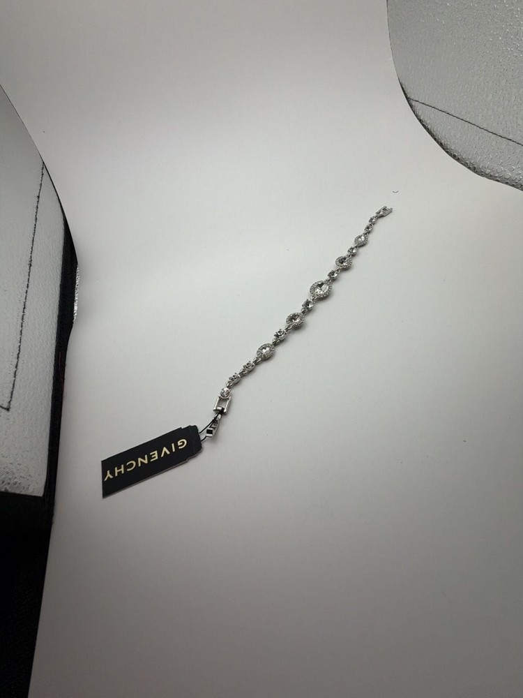 Givenchy Silver Tone Crystal Station Bracelet