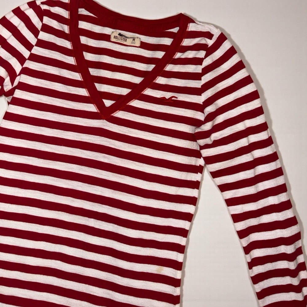 Hollister Vintage Y2K V-Neck Striped Tee Top Bella Swan Elena Gilbert Size M