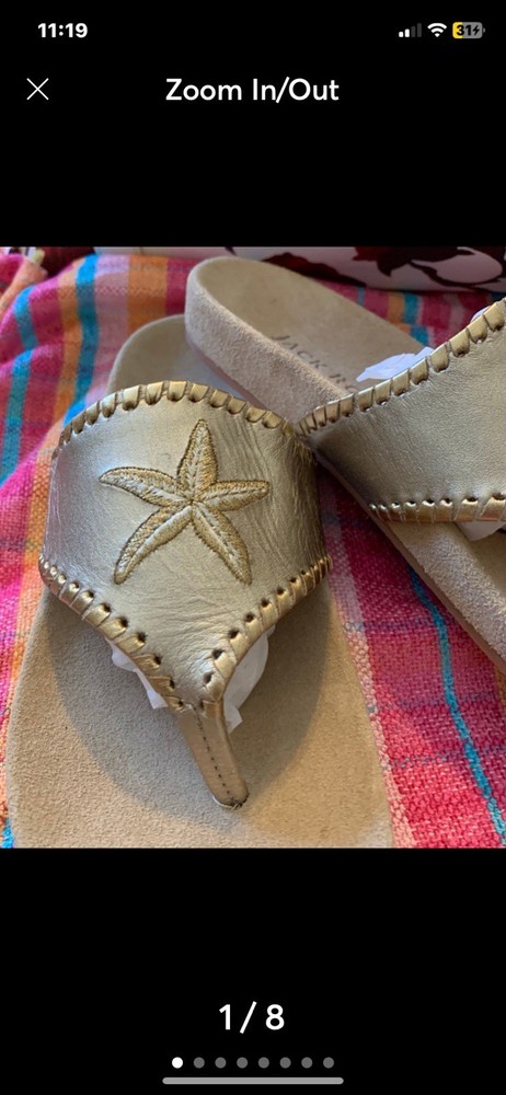Jack Rogers Women's Leather Gold Starfish Sandals Size 7 Worn A Few Times