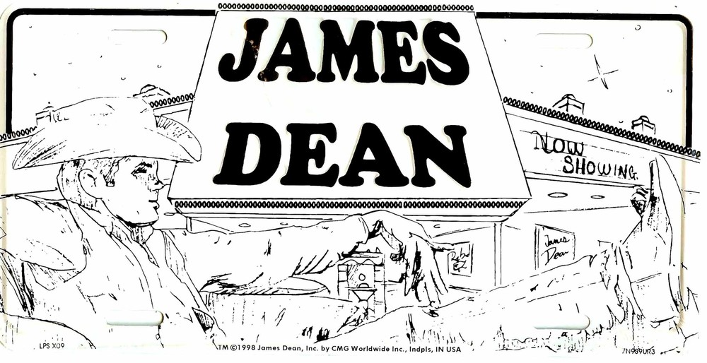 JAMES DEAN EMBOSSED METAL LICENSE PLATE AUTO CAR TAG MOVIE THEATER #X09