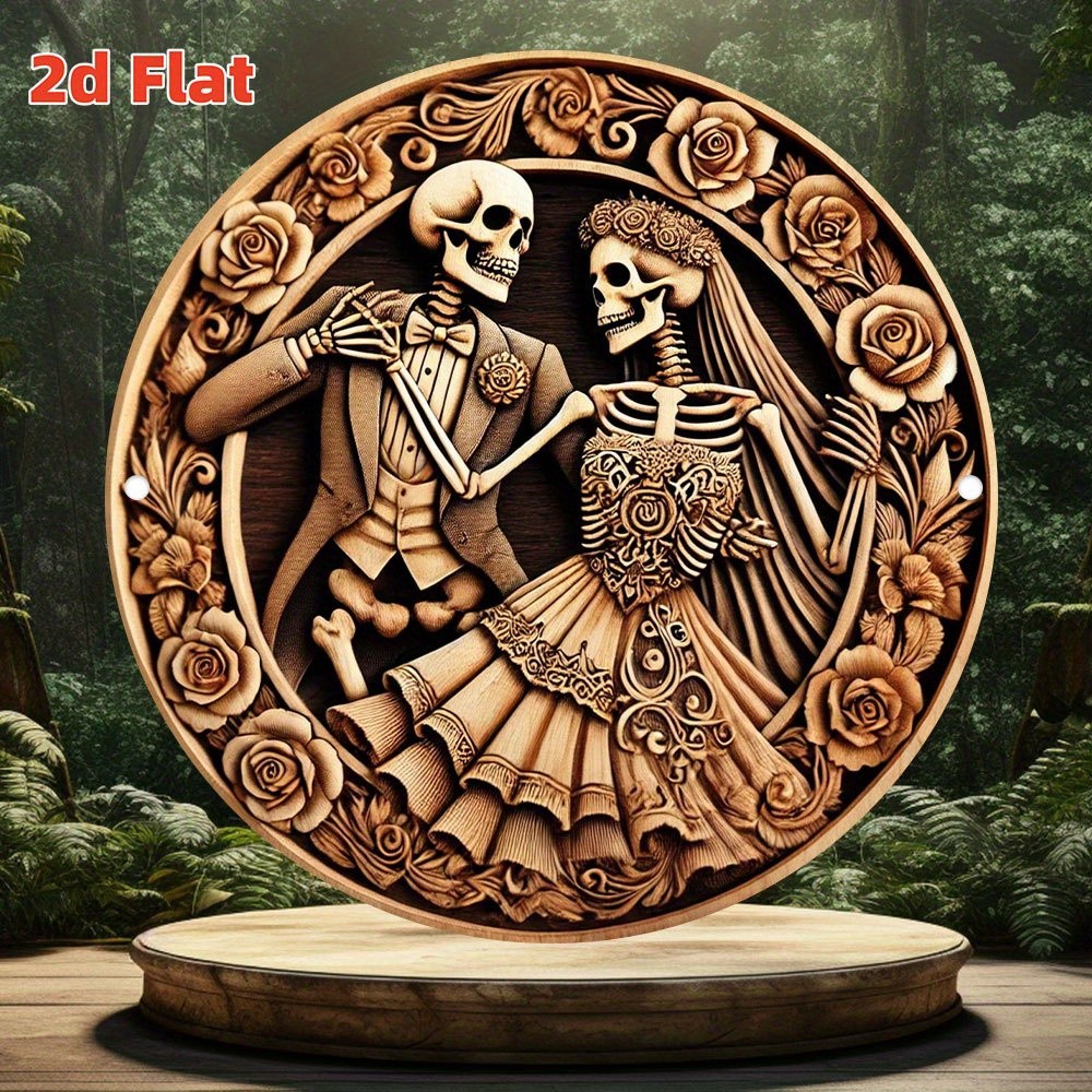Skull Bride & Groom Round Art - 7.8