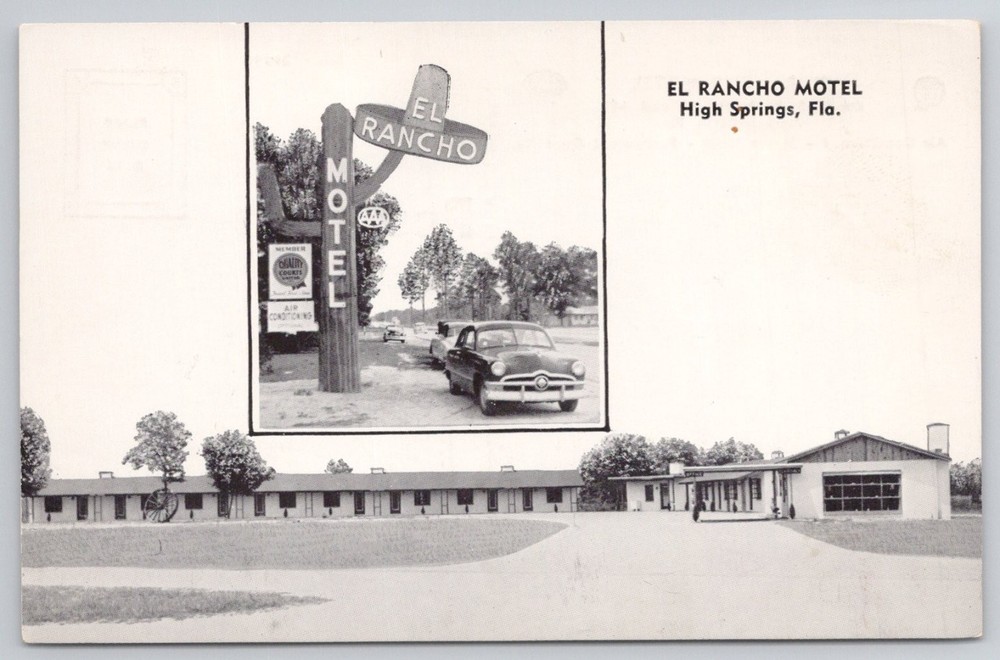 EL RANCHO MOTEL High Springs FL Vintage Postcard 1950s Black & White