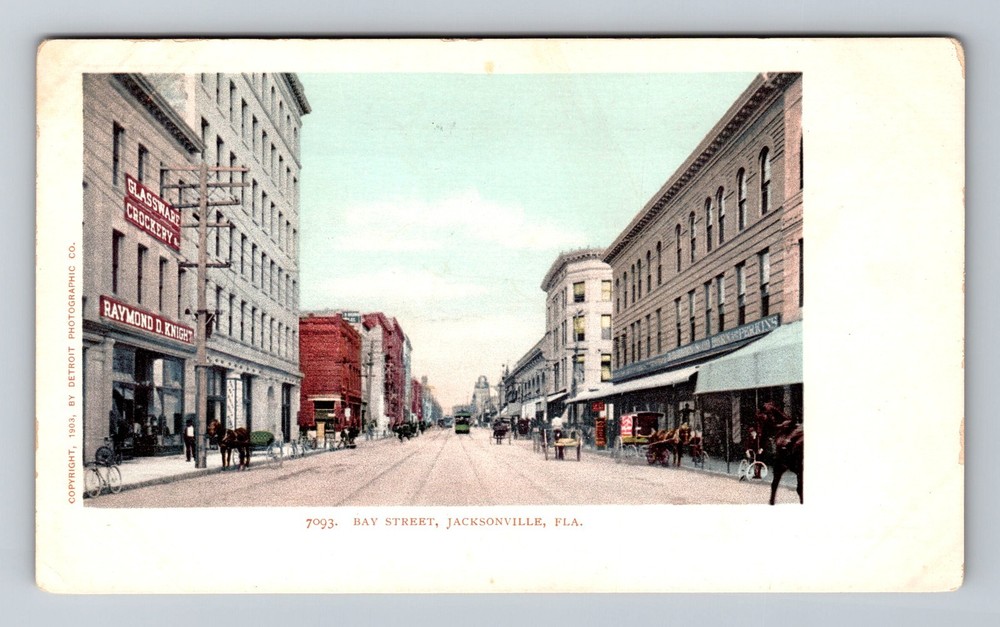 Jacksonville, FL-Florida, Bay Street Downtown View, Vintage Postcard