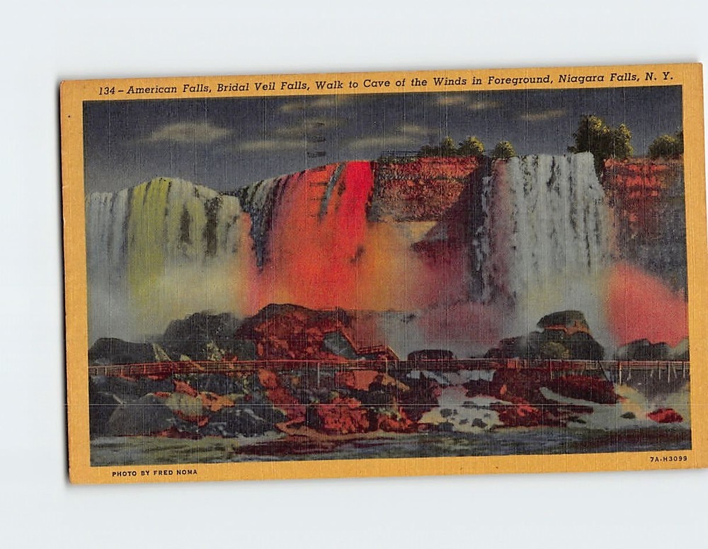 Postcard American Falls & Bridal Veil Falls Niagara Falls New York USA