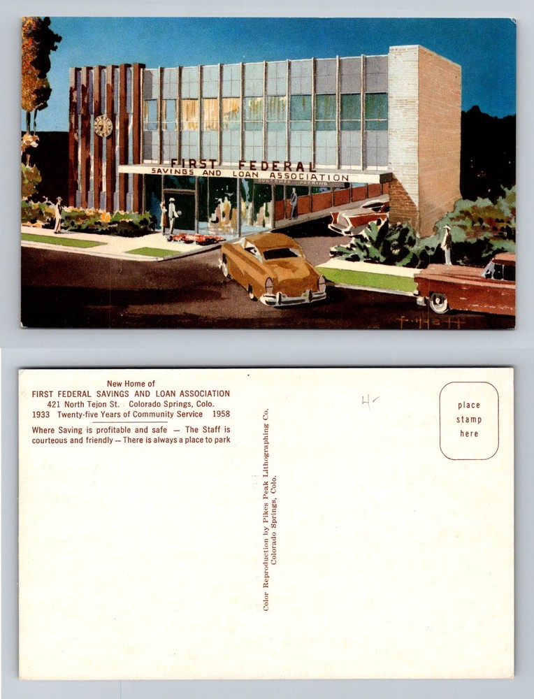 Colorado Springs, CO-Colorado, First Federal Savings and Loan Vintage Postcard