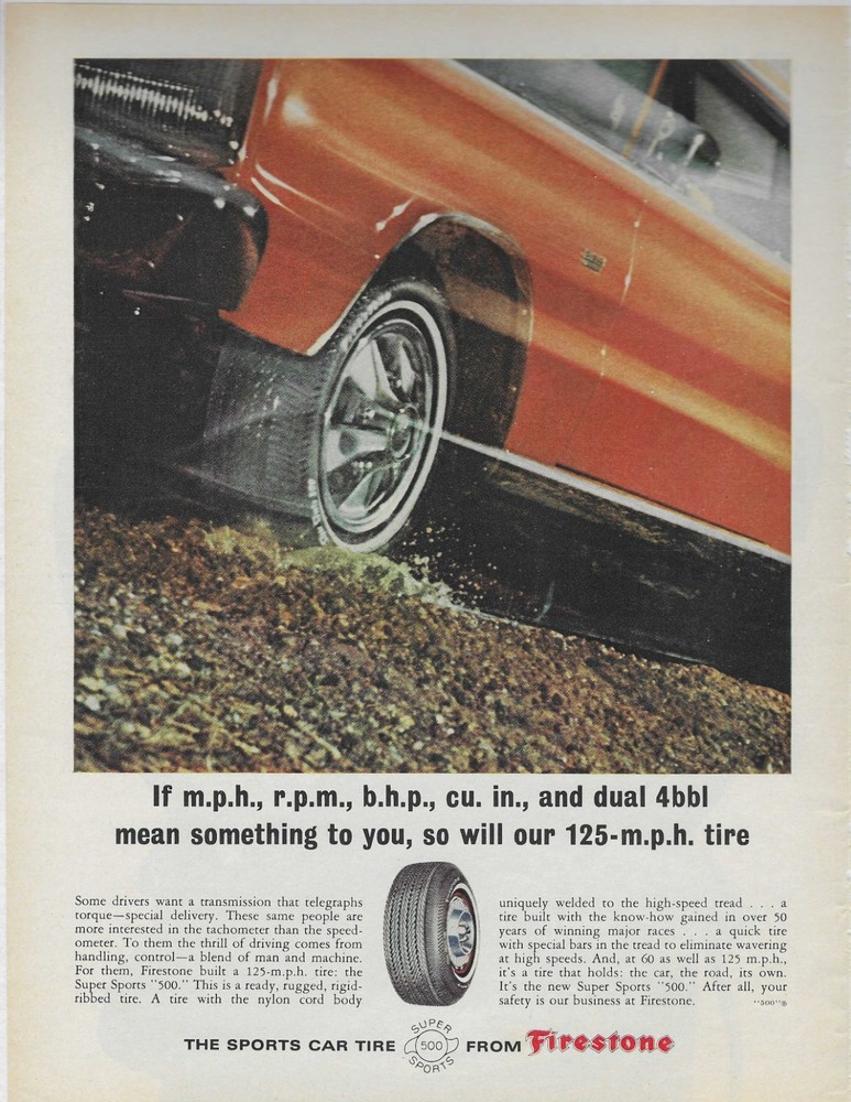 The Sports Car Tire From Firestone  Original Print Ad