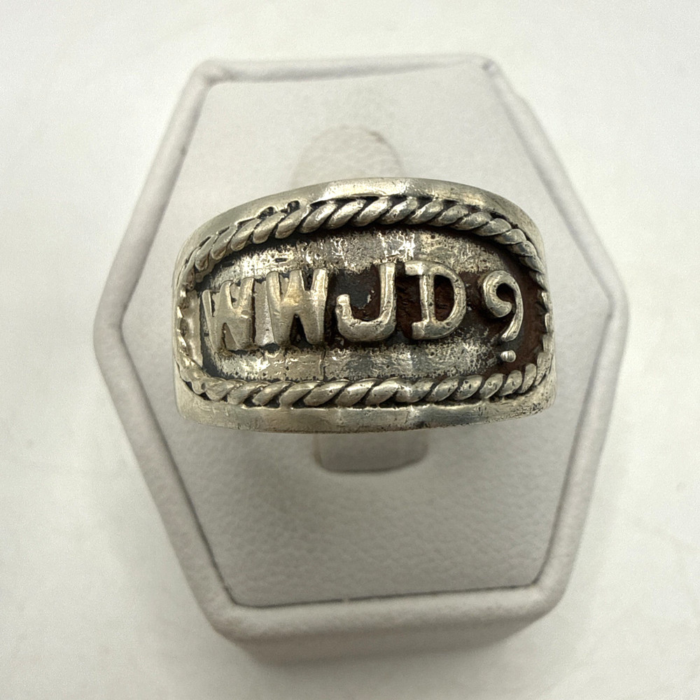 STUNNING .925 Vintage Sterling Silver Estate WWJD Ring Size 7.25