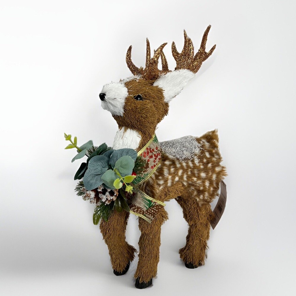Reindeer Christmas Decoration 15” Sparkle Antlers Faux Fur Absolutely Adorable!￼