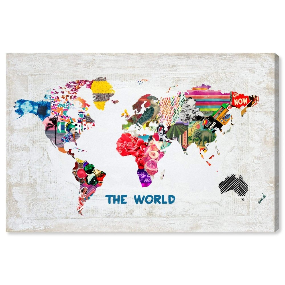 Oliver Gal Artist Co Hipster Map & Flags Canvas Wall Art Prints