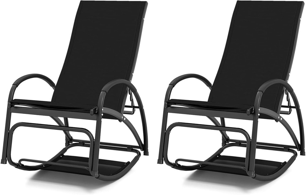 2-in-1 Outdoor Rocking Lounge Chair with 4-Position Adjustable Backrest