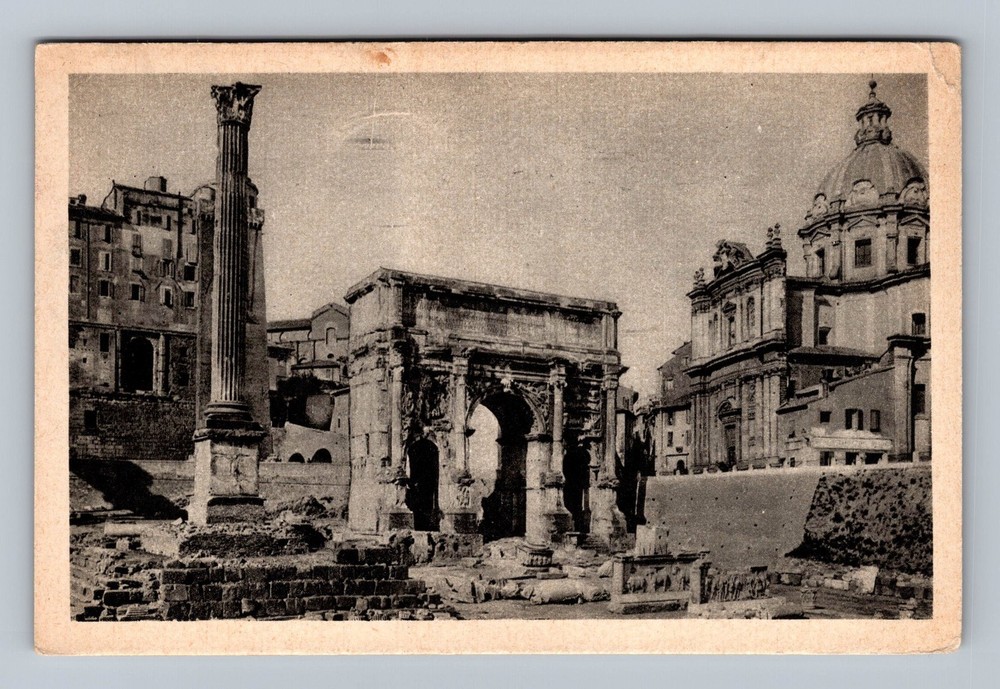 Italy- Rome Arch Of Septimius Severus With Column Of Phocas Old Vintage Postcard