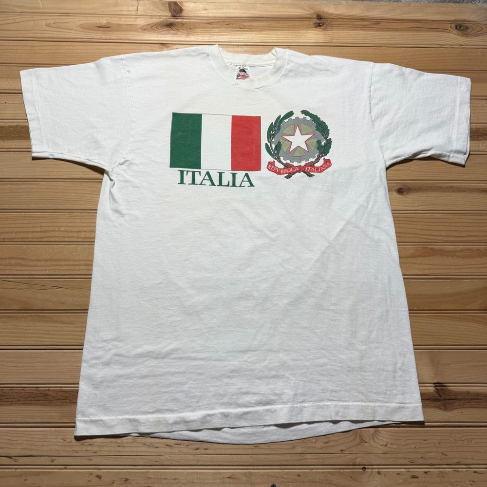 Vintage 90s Italia Flag Republica Italiana Single Stitch Souvenir T-Shirt USA XL