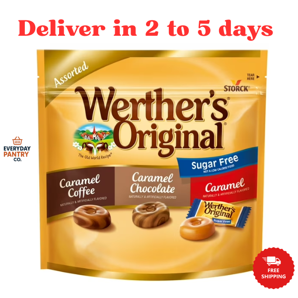 Werthers Original Hard Sugar Free Assorted Flavors, Caramel Coffee Candy, 7.7 Oz