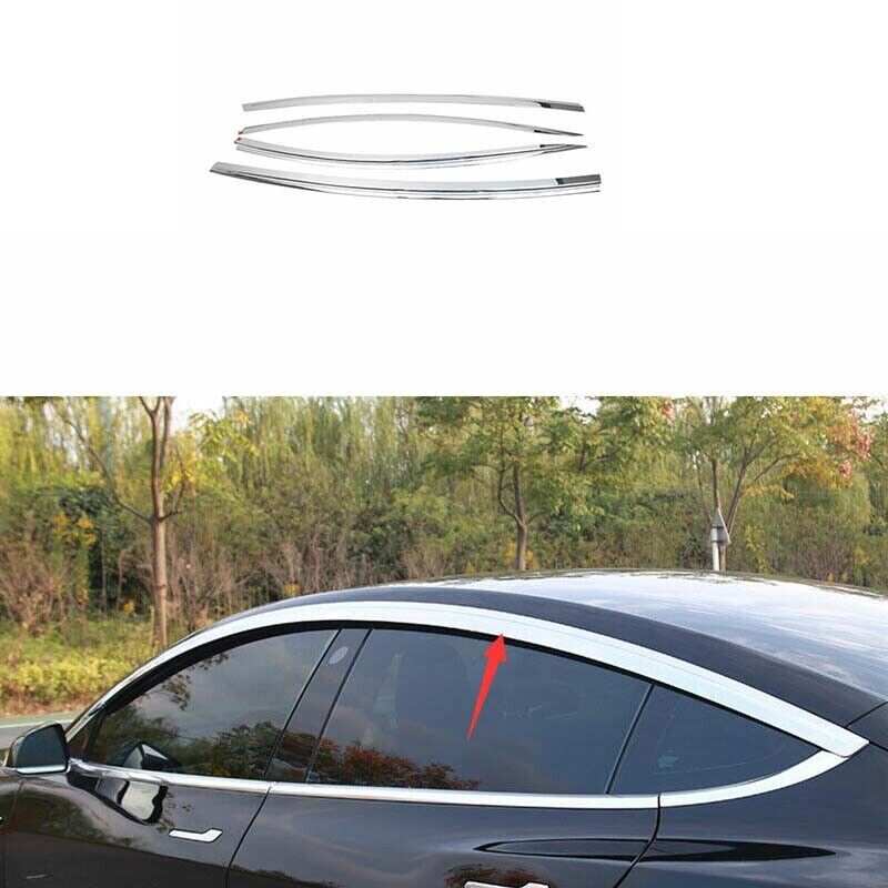 Vent Deflector Side Window Visor Fit For Tesla Model 3 4PCS 2017-2021 Chrome ABS