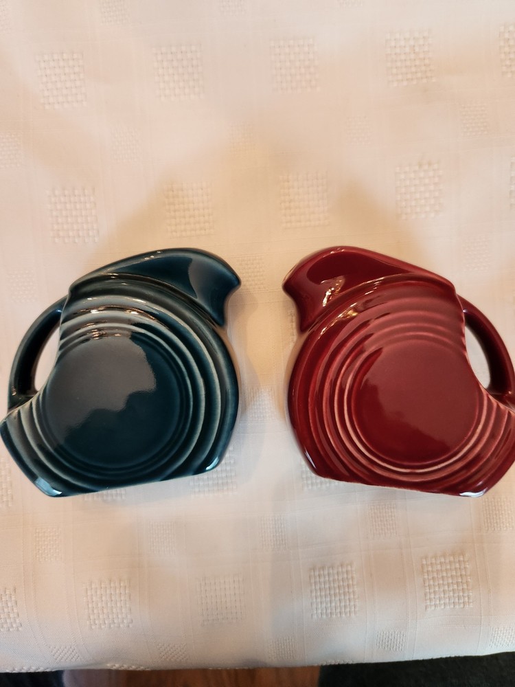 Set of 2 Homer Laughlin Fiestaware Mini Disc 5 oz Pitcher/Creamer NOS