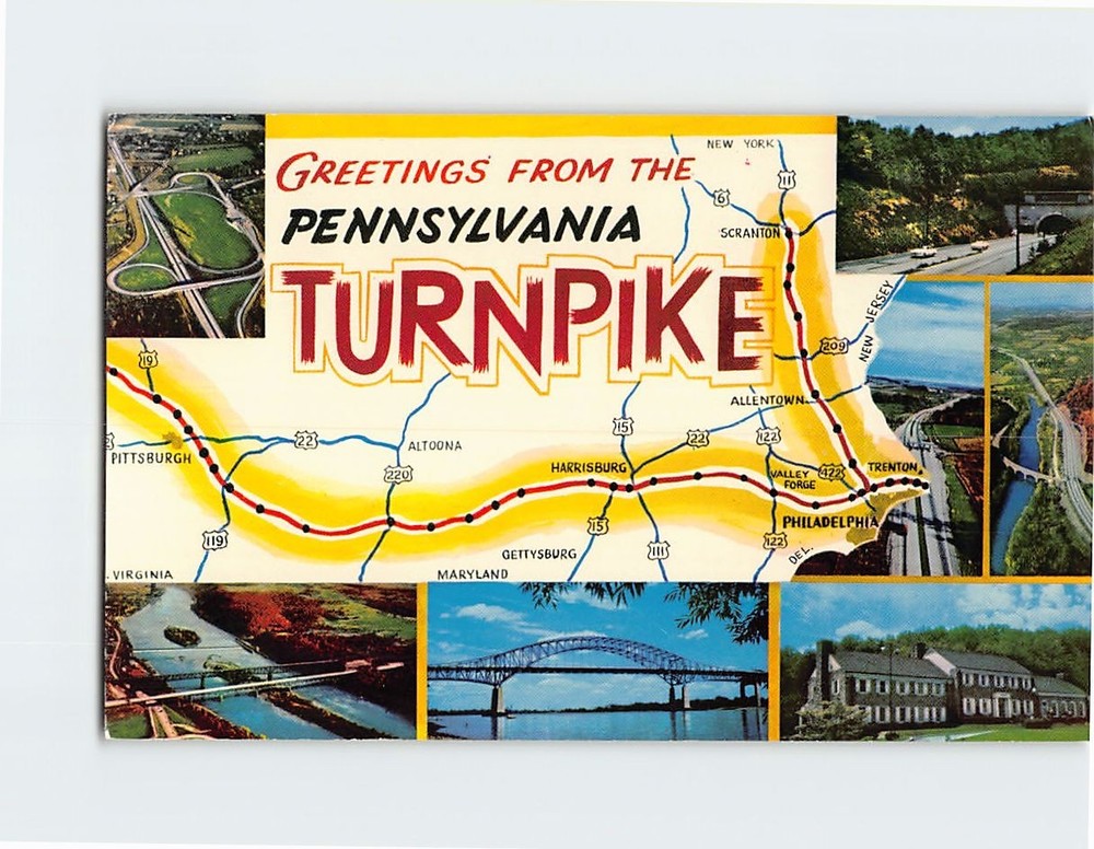 Postcard Map, Scenes & Views Greetings from Pennsylvania USA