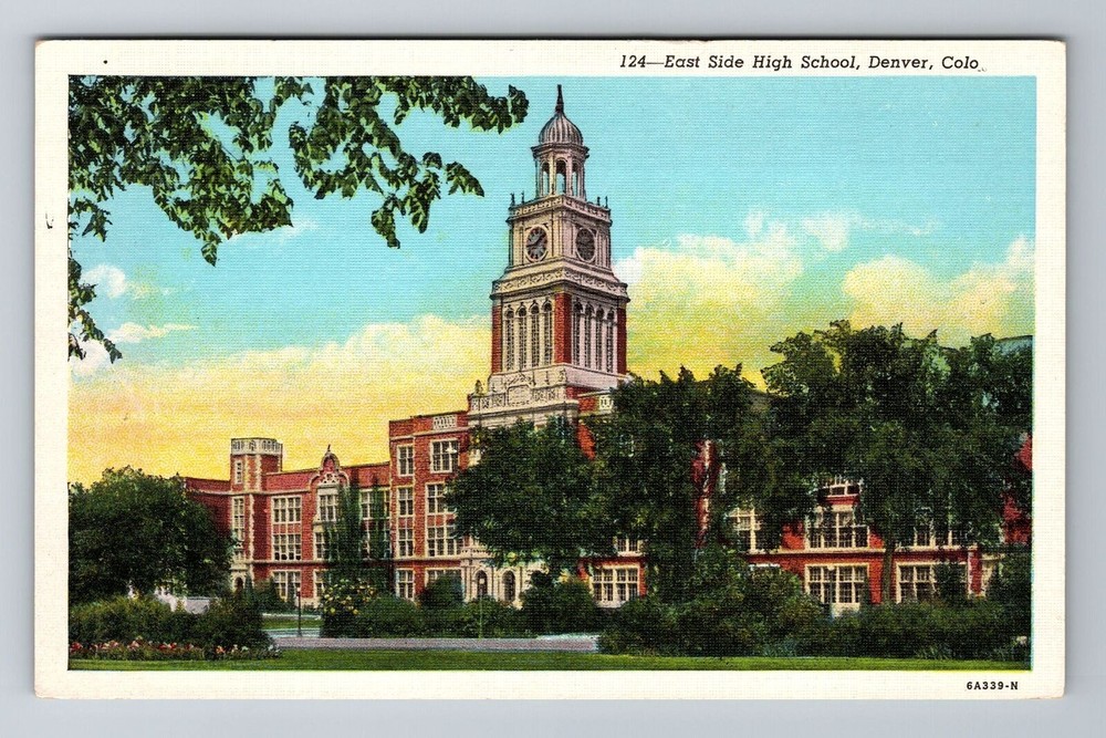 Denver CO-Colorado, East Side High School, Antique Vintage Souvenir Postcard