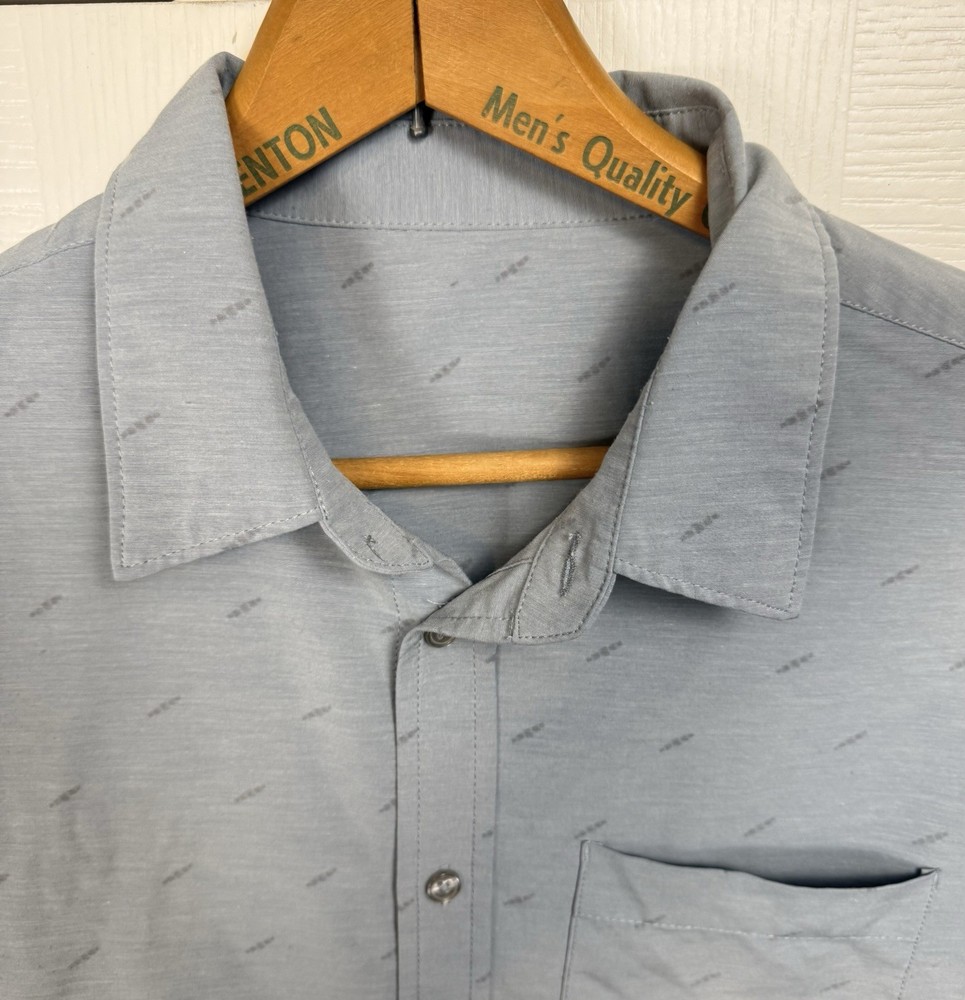 Vuori #V184 Bridge Short Sleeve Button-Down Shirt Men's Sz Medium Gray Lightning