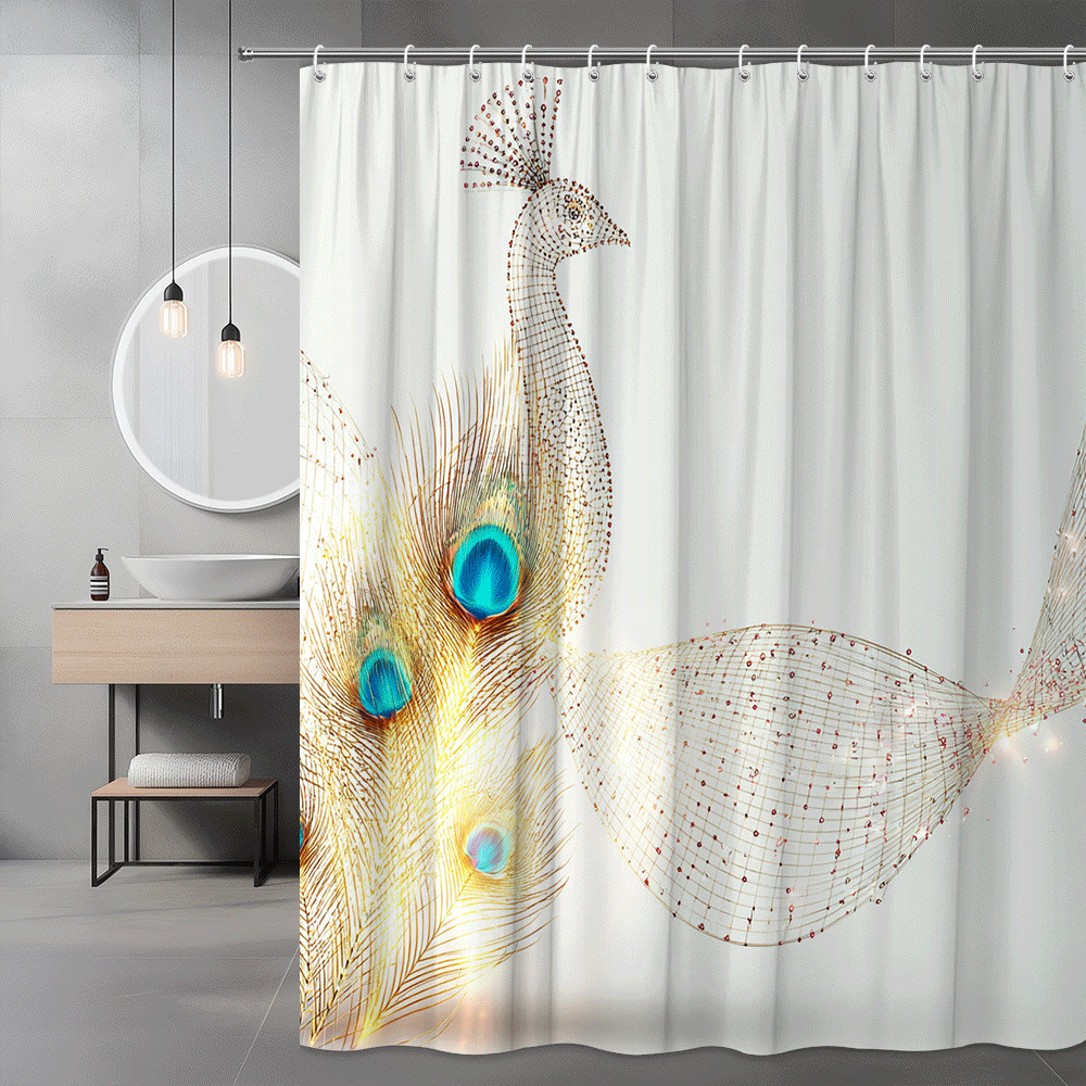 Peacock Feather Shower Curtain Printed Art Design