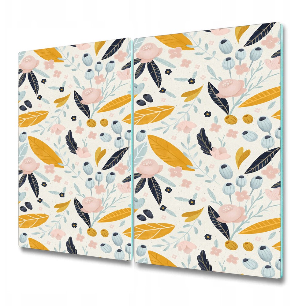 Glass Chopping Board Pastel Colourful Flowers Watercolour abstract painting