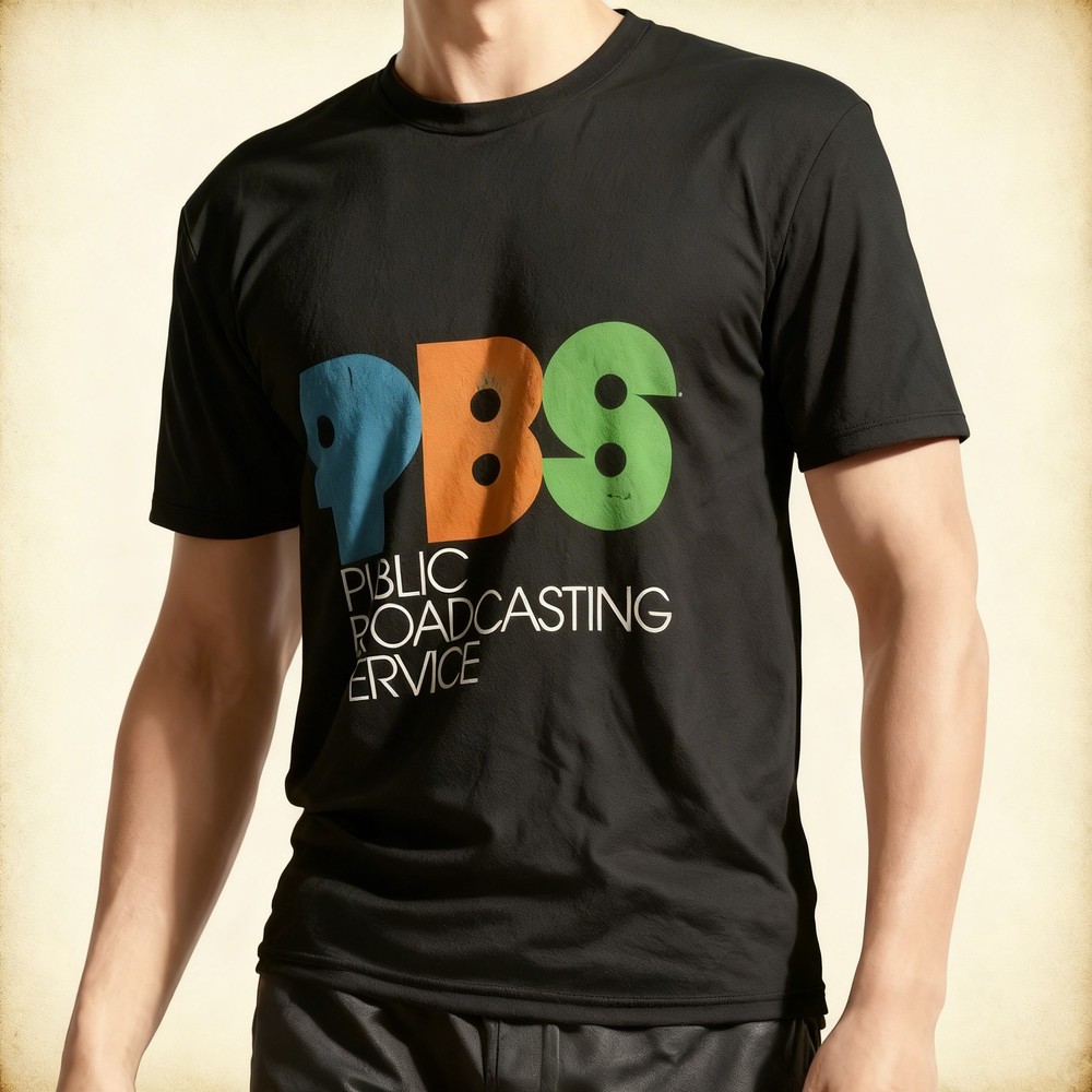 New PBS Vintage Logo Distressed Active Logo American T-Shirt Funny