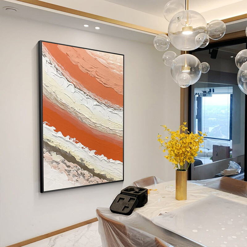 Hand Drawn Abstract Oil Painting Thick Textured Decorative For Living Room