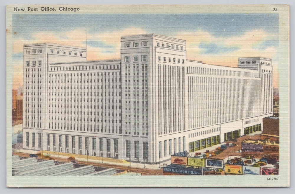 Chicago Illinois, New US Post Office Building, Vintage Postcard