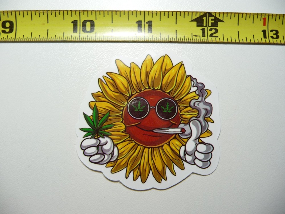 MARIJUANA SUNFLOWER DECAL STICKER 420 FAN REEFER