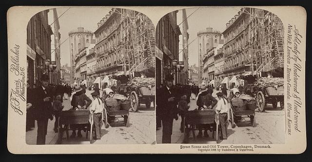 Photo:Copenhagen Denmark 1898 Street Scene Old Tower Stereoview
