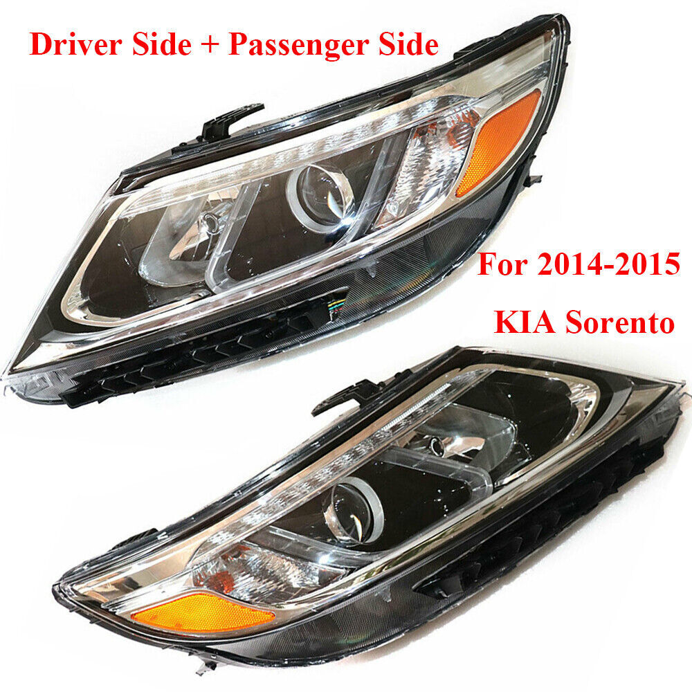 Halogen Headlights Set For 2014 2015 Kia Sorento Left & Right Side w/ LED DRL