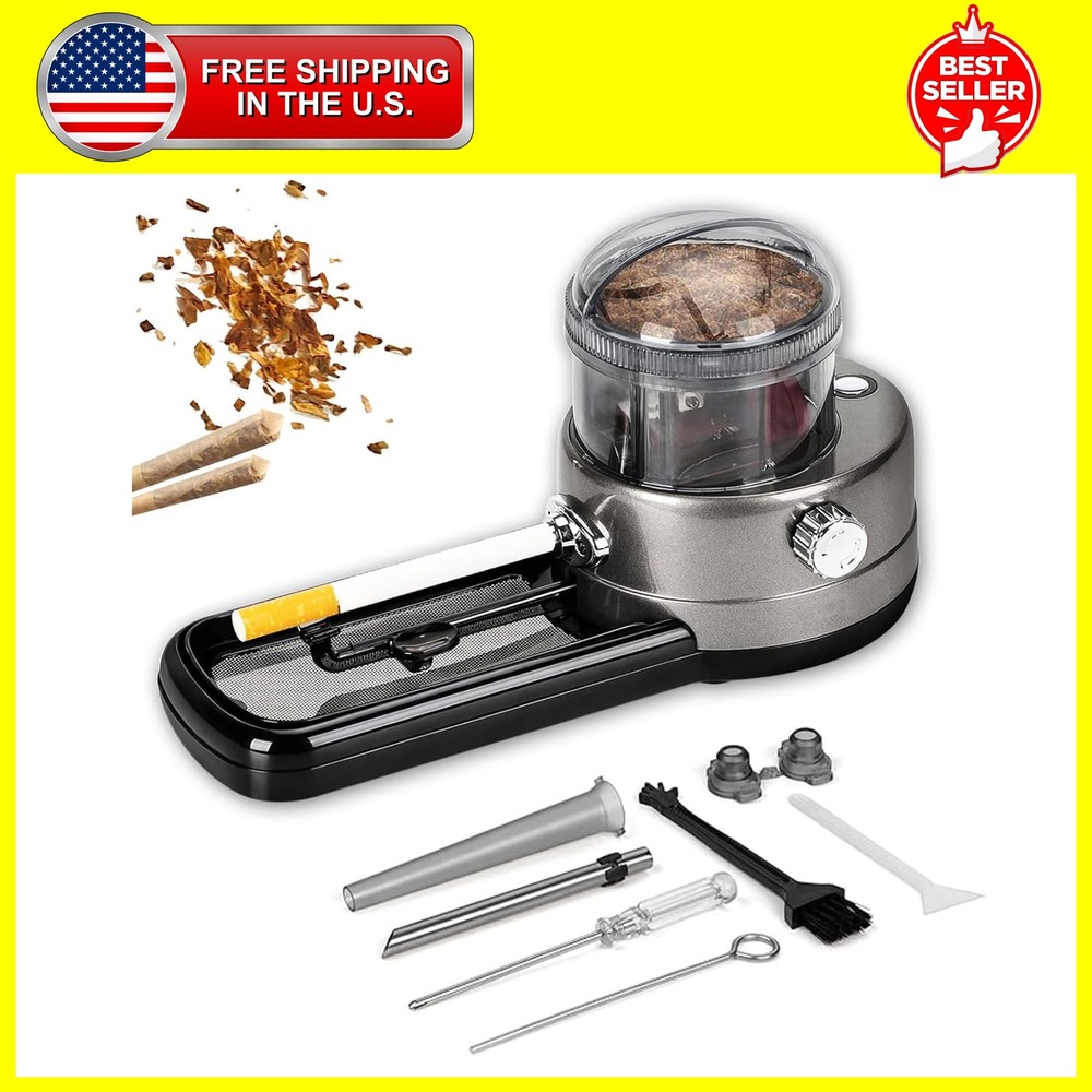 Electric Cigarette Rolling Machine, with Herb Grinding, Convenient Tobacco...