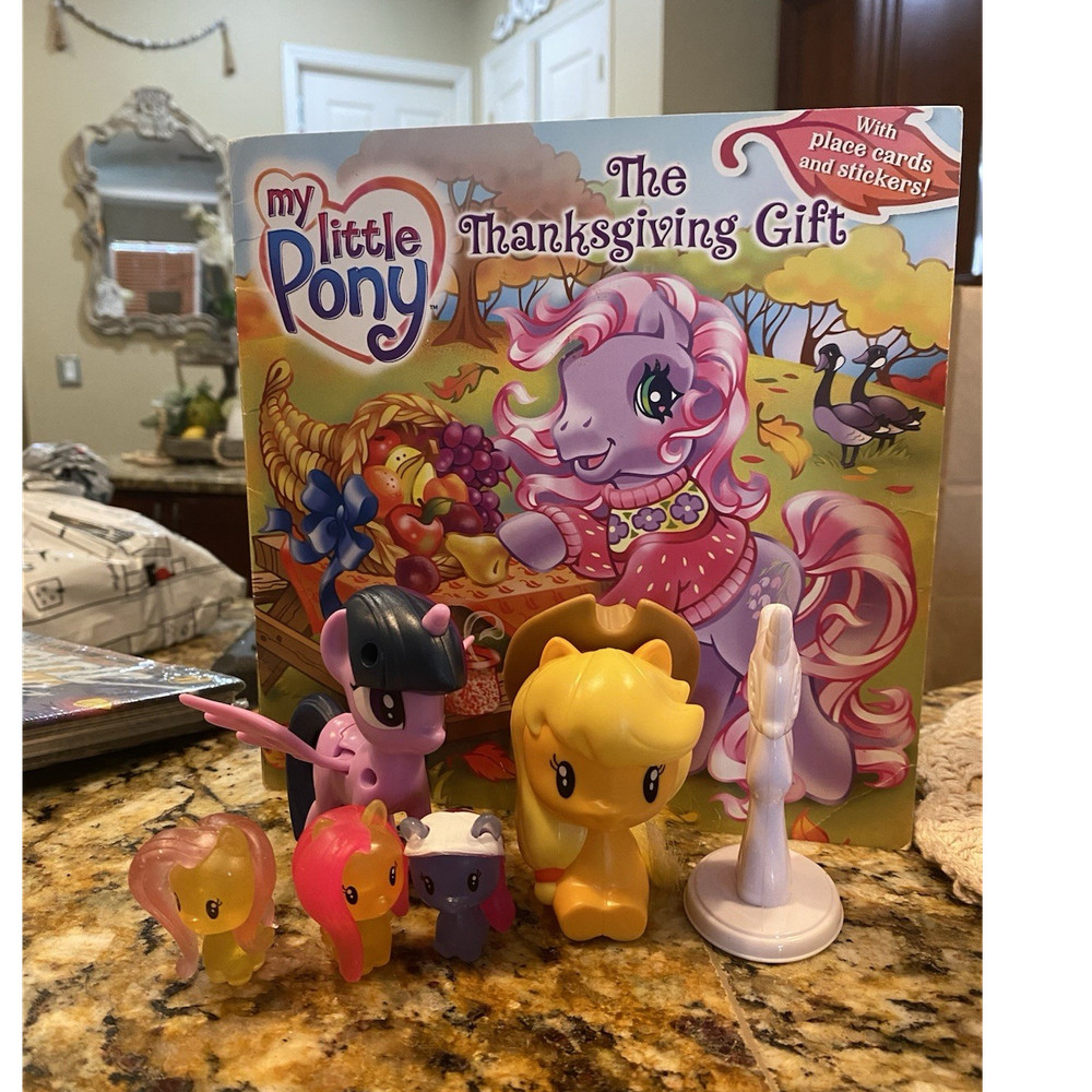 My Little Pony 4 Figurines, MLP Play Doh Stamp, Thanksgiving Gift Book