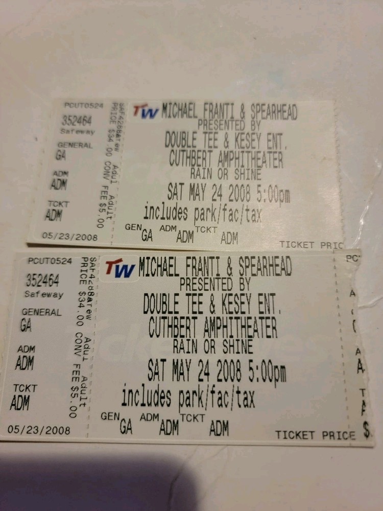 Michael Franti & Spearhead Concert Ticket Stubs Music Band Vintage 2008