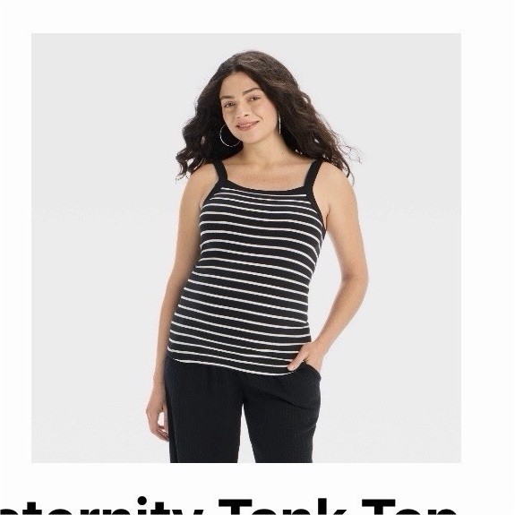 Isabel Maternity by Ingrid & Isabel Ribbed Striped Tank Top Black XL