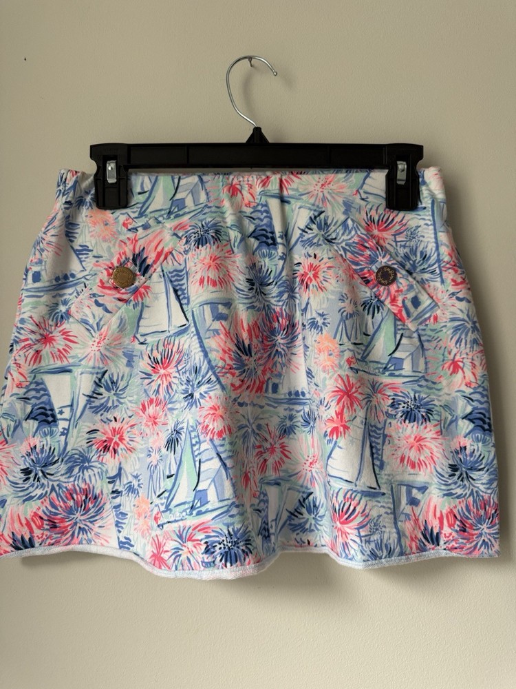 Lilly Pulitzer Madison Skort Womens XS Blue Pink Sea to Shining Sea Mini Skirt