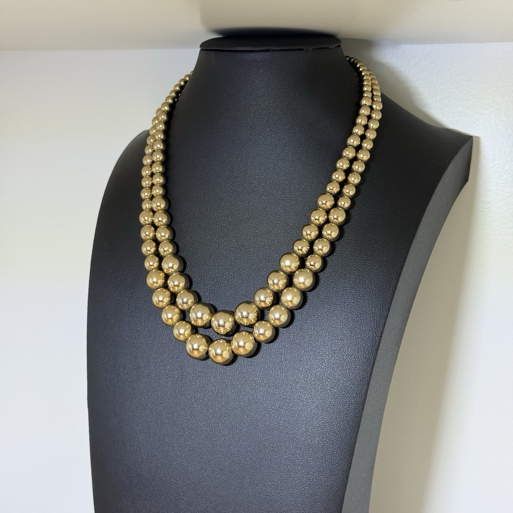 Vintage Monet Ball Bead on Chain Multi Strand Gold Tone Adjustable Necklace