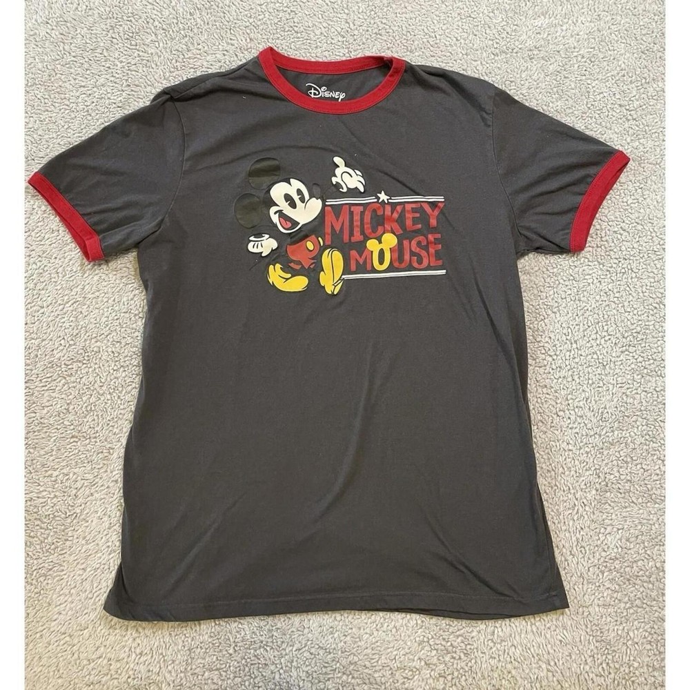Mickey Mouse Disney Gray T-shirt With Red Trim Sleeve Size XL Women’s