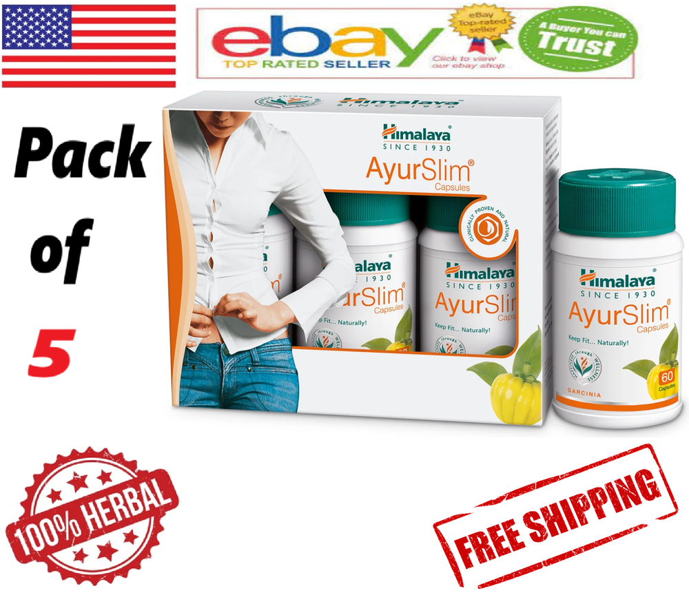 (5 X 60 = 300 Caps) Himalaya AyurSlim Keep Fit Naturally 100% Herbal (Free Ship)