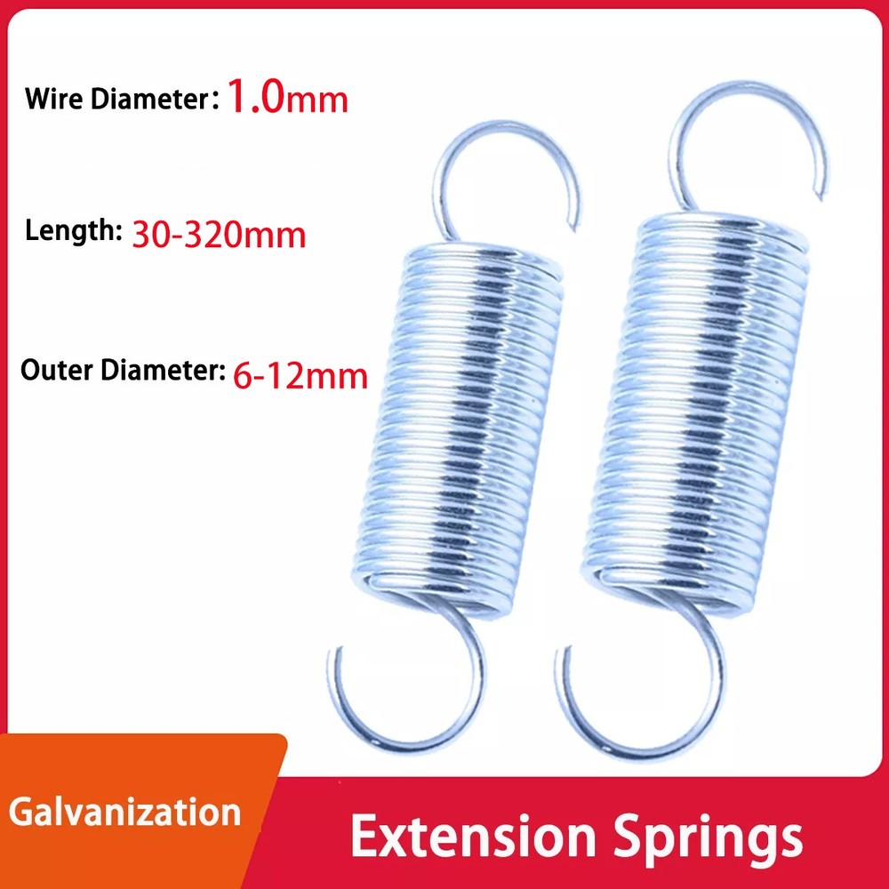 1.0mm Galvanized Hook Tension Spring 30-320mm Long