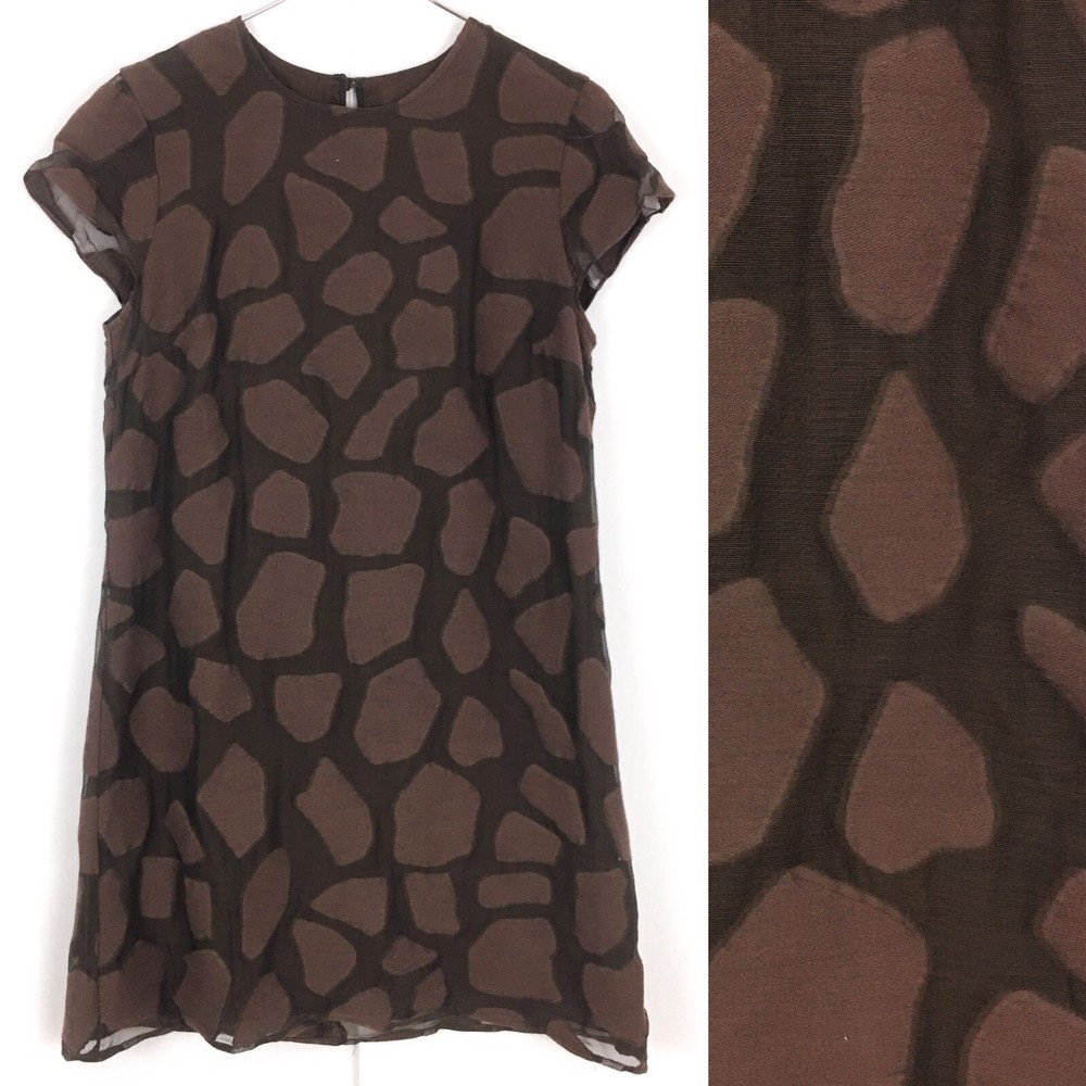 Milly Brown Short Sleeve Short Dress Spots Size 6