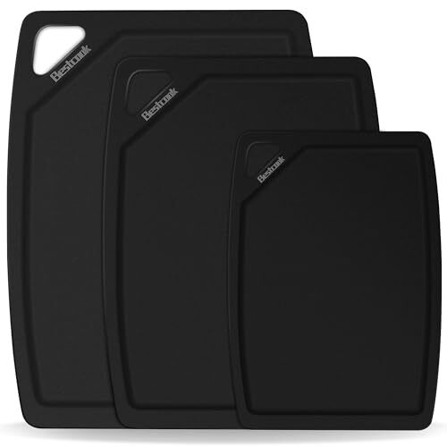 Cutting Board for Kitchen -Wood Fiber Cutting Board Set of 3, Cutting Black