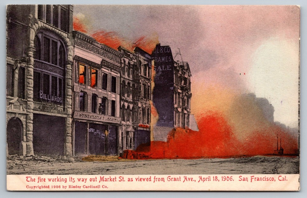 Postcard CA San Francisco Market St As Viewed From Grant Ave Billiard Hall c1906
