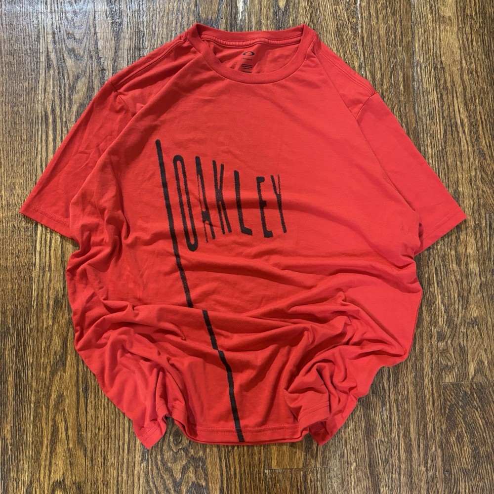 Oakley Ohydrolix Graphic Tee Mens Medium Red Black USA Logo T-Shirt