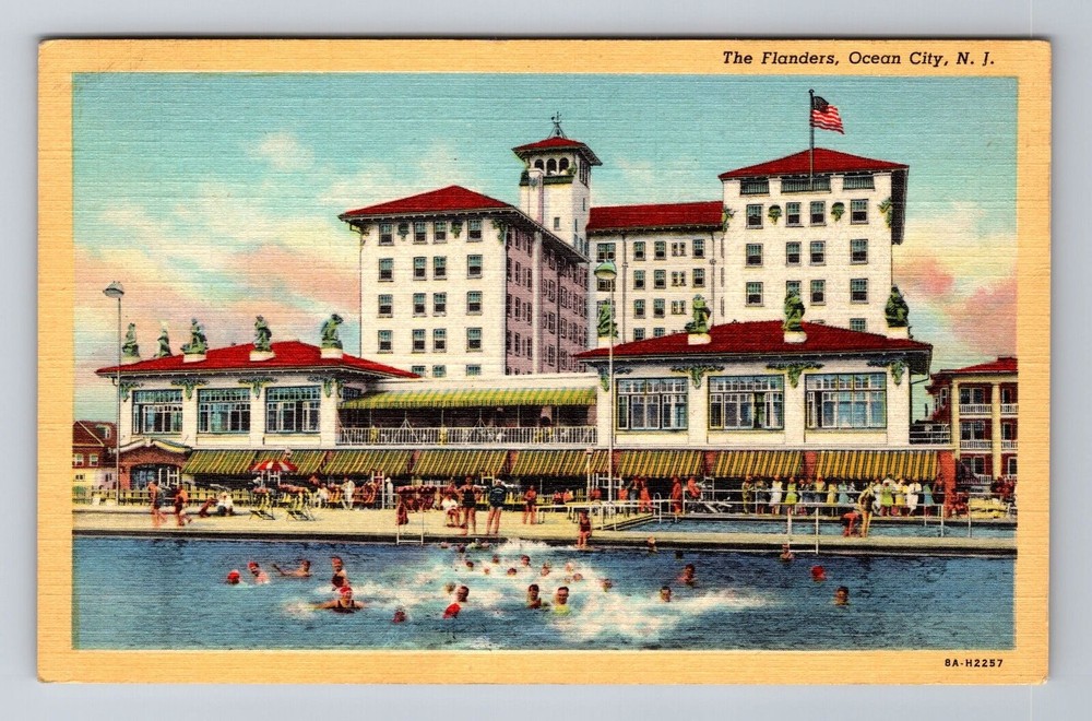 Ocean City NJ-New Jersey, The Flanders, Advertising, Vintage c1947 Postcard