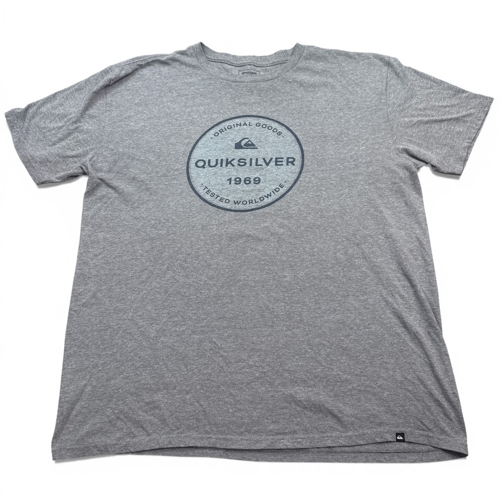 Quiksilver Surf T Shirt Mens Size 2XL XXL Gray Circle Logo Graphic Tee Y2K
