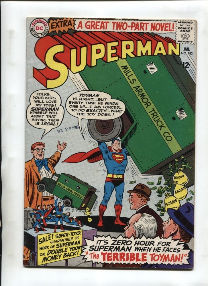 Superman #182, 1966, Very Nice, Value $170, The Terrible Toyman