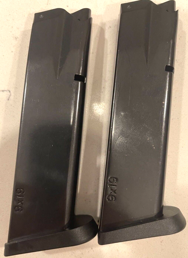 CZ 75/85/SP-01 Full Size 9mm 10 Round Blued Steel Magazine Mag Polymer Base 2PK