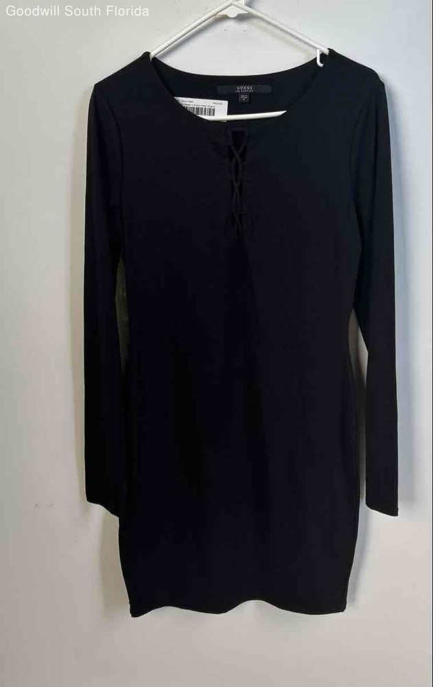 Guess Womens Black Long Sleeve Pullover Sheath Dress Size Medium With Tags