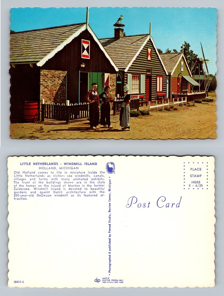 Holland, MI-Michigan, Little Netherlands Scene Standard c1960s Vintage Postcard