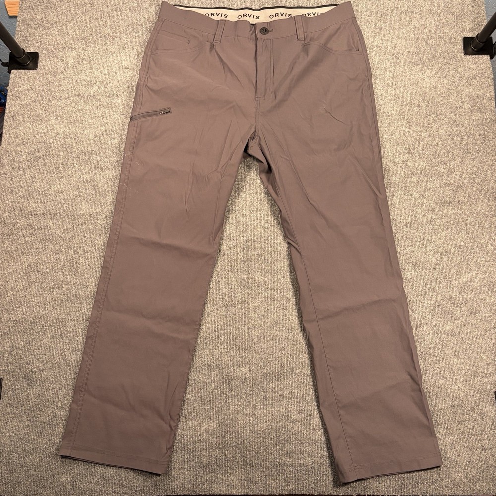 Orvis Tech Pants Men 40x32 Gray Stretch Water Repellent Performance Hiking Gorp